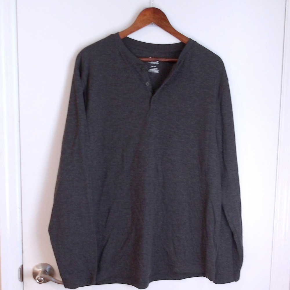 C&C California Henley Shirt Long‎ Sleeve Casual Top Mens Gray Sz XXL / #6193